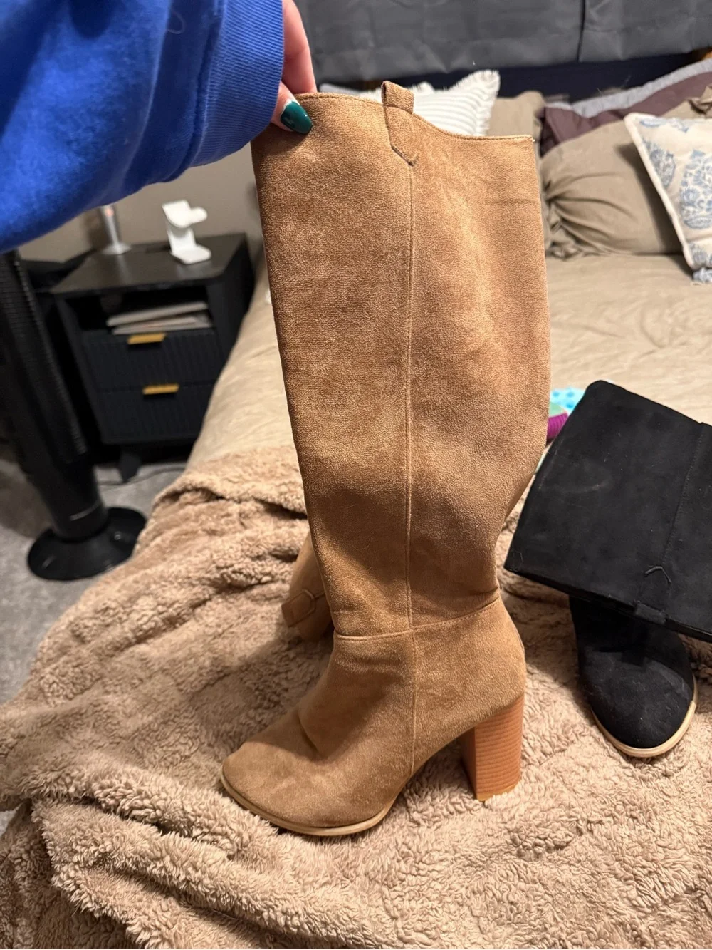 Women's Over-the-Knee Suede Boots in Black and Brown